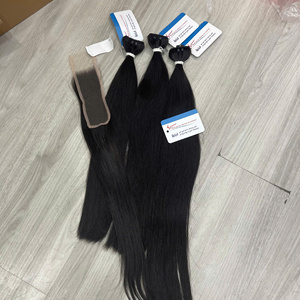 Extensiones de Cabello Humano Liso, Textura Negra Natural, Doble Trama a Máquina, Alta Calidad - Product Image 1