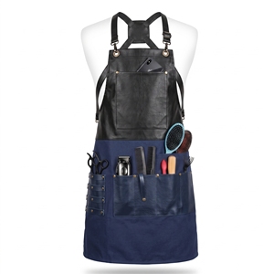 Tablier de travail premium pour coiffeur en tissu coton, réglable à dos croisé, multi-poches, porte-outils pour coiffeur, barbier et salon - Product Image 1