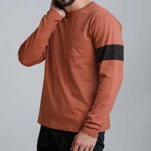 Camiseta ajustada de algodón de manga larga para hombre, camiseta lisa de gimnasio de manga larga para hombre 2026 - Product Image 4
