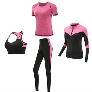 Vêtements de sport pour femmes, ensemble de yoga à séchage rapide, tenue de sport, veste, soutien-gorge, t-shirt, leggings, vêtements de sport actifs - Product Image 4