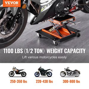 Sollevatore per moto da 1100 libbre ATV a forbice Jack per carrelli a manovella con supporto centrale ampio vassoio per bici da strada - Product Image 2