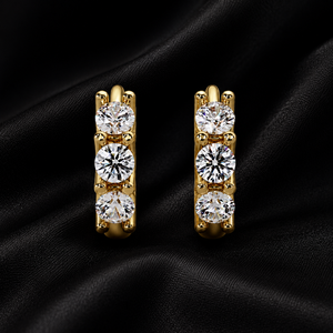 14K 18K <b>Solid</b> <b>Gold</b> 3mm Brilliant Cut Lab Grown Diamond Rhodium Plated <b>Huggie</b> Hoop Wedding Earrings Luxury Fine Jewelry DEF-VVS - Product Image 4
