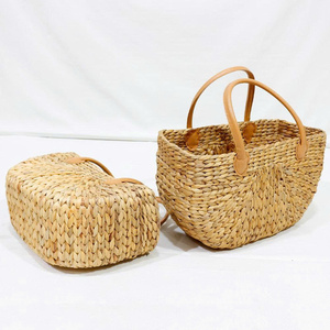 Factory Woven Seagrass <b>Basket</b> Handmade Water Hyacinth Straw <b>Basket</b> Women Handicrafts - Product Image 1