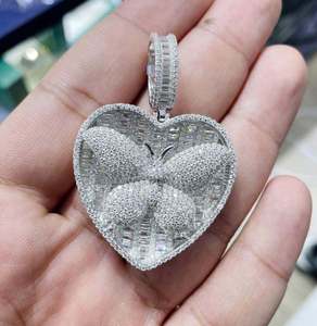 Pendentif Cœur Glacé Scintillant pour Femme, Diamant Moissanite VVS en Argent Sterling 925, Bijou Hip Hop Cœur d'Amour, Vente Chaude - Product Image 5