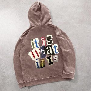 Sweat-shirt à capuche 100 % coton pour homme, délavé à l'acide, style vintage, coupe oversize, streetwear graphique, pull à capuche, hip-hop, baggy, gothique, unisexe - Product Image 5