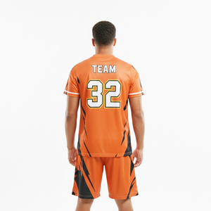 Tenue de sport unisexe personnalisée avec nom d'équipe, qualité supérieure, pour football et basketball, séchage rapide, respirante, orange et noir - Product Image 3