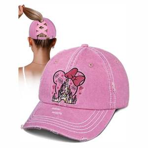 Pink Ponytail <b>Baseball</b> <b>Cap</b> 3D Embroidery Logo Adjustable Breathable Leather Unisex Casual Outdoor Spring Summer Wear - Product Image 6