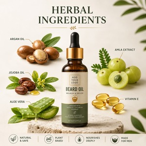 Huile de croissance de barbe pour hommes à base de plantes de qualité supérieure 30 ml – Vente en gros, biologique, sans alcool, adoucissant et revitalisant pour barbe, formule personnalisée, barbe brillante - Product Image 2