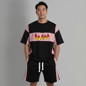 AFSAR SPORTS Summer Casual Printed Men's Polyester/Cotton Fleece T-Shirt Shorts <b>Set</b> Front Custom Logo Digital Printing Midweight - Product Image 1