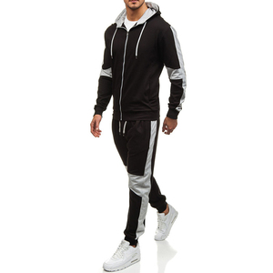 Conjunto Deportivo para Hombre en Gris y Negro con Bloques de Color, 100% Algodón, Diseño 2 en 1, Sudadera con Capucha y Cremallera de Manga Larga, Bolsillos Laterales, Estilo Casual - Product Image 4