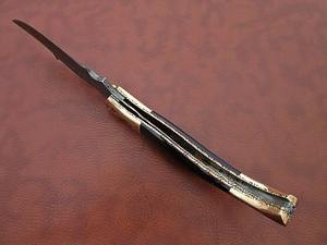Couteau pliant en acier Damas de qualité supérieure, personnalisable OEM/ODM, avec manche confortable en corne et clip en laiton, nouvelle mode, vente en gros - Product Image 2