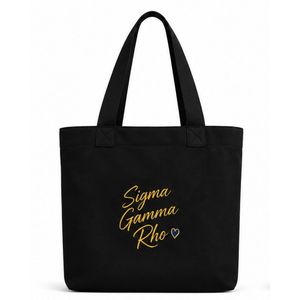 Bolsa de Mano de Moda para Mujer, Personalizada con Bordado de Letras Griegas, Bolso de Hombro de Lona Reutilizable, Gran Capacidad, Informal, para la Universidad, Compras - Product Image 1
