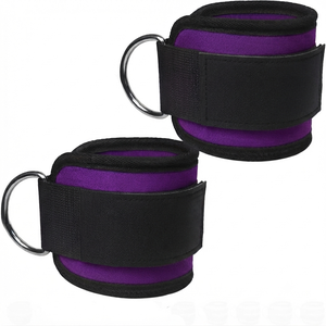Heavy Duty Neoprene Ankle Cuffs Support Strap with Secure D-<b>Rings</b> for Cable Crossover Exercises and Lower Body Gym Training - Product Image 4