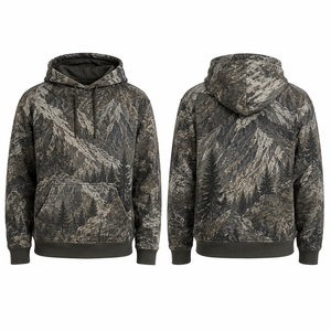 MEGAMAPLE Veste à capuche de chasse pour homme, en polyester respirant, à manches longues, imprimé camouflage numérique, style automne, avec logo brodé sur le devant - Product Image 1