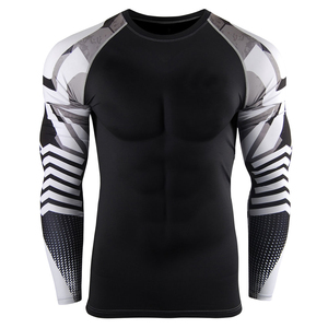 Camiseta de Manga Larga para Hombre, Protección UV, Impresión Digital Blanca, Tejido Transpirable de Poliéster/Spandex de 300g - Product Image 1