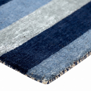 Tapis en laine texturée unie bleu gris ivoire, moderne, tufté à la main, écologique, antidérapant, pour salon et chambre à coucher - Product Image 5