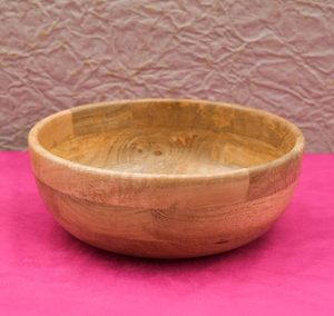 Tazón para Mezclar y Servir de Madera de Mango Natural, Tazón de Ensalada de Madera Hecho a Mano, Tazón para Sopa Antiguo, Elegante y Multiusos a Precio de Exportación - Product Image 1