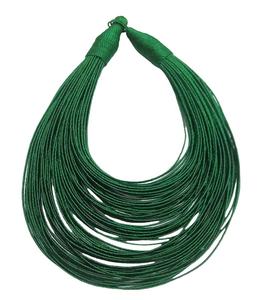 Envoltura de alambre roscado de seda étnica hecha a mano de 19 \ ", 80 líneas, enlace de declaración Tribal africano de perlas multicapa de 80 líneas - Product Image 1