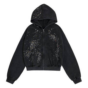 Custom Unisex Winter Digital Printing Pullover Fleece Eco-Friendly Rhinestone Oversized Lined Breathable <b>Polyester</b>/Cotton <b>Hoodie</b> - Product Image 1
