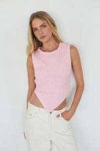 Women's Asymmetric Knitted Sleeveless Tank Top With Hollow Out Design O-<b>Neck</b> Solid Color Breathable Casual Wear - Product Image 4