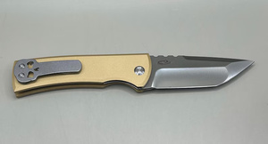 Cuchillo Plegable de Acero Hecho a Mano con Mango G10 Color Bronceado y Hoja Bicolor, Funda de Cuero, Cuchillos de Supervivencia al por Mayor, Pasha Enterprises - Product Image 6