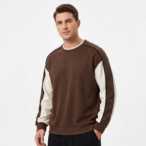 Sudadera de Hombre Oversize Marrón con Manga Raglán, Cuello Redondo, Tejida, Casual, Color Sólido, para Otoño - Product Image 5