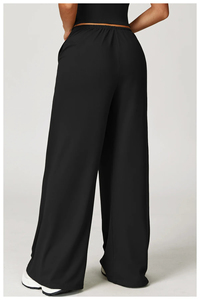 <span class=keywords><strong>Pantalones</strong></span> Anchos <span class=keywords><strong>de</strong></span> Cintura Alta para Mujer, Colores Personalizados, con Cordón Ajustable, Corte Holgado, Largos, Color Sólido, Casuales, Transpirables, 100% Verano - Product Image 5