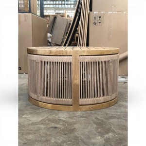 Handcrafted Solid Teak Wood Eco-Friendly Outdoor <b>Round</b> Coffee <b>Table</b> Rope Woven Contemporary Tropical <b>Garden</b> Lounge Furniture - Product Image 4