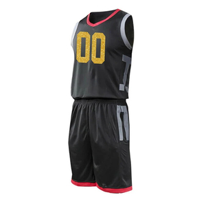 Conjunto de Camiseta de Baloncesto Negra sin Mangas con Ribete Rojo, Transpirable, de Secado Rápido, Poliéster, Personalizable con Nombre de Equipo, Cintura Elástica con Cordón - Product Image 6