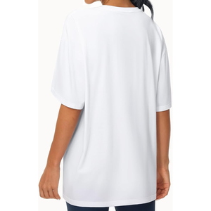 T-shirt décontracté oversize pour femme, style hip-hop, uni, manches courtes, épaules tombantes, léger, respirant, en jersey 100 % coton, idéal pour la gym - Product Image 2