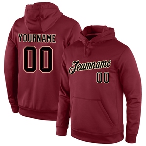 Sweat-shirt à capuche sportif personnalisé OMMIZ INDUSTRY en bordeaux, noir et crème, vente en gros - Product Image 1