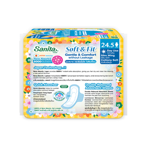 Sanita Soft & Fit Slim Winged, Toallas Sanitarias con Alas, 24.5cm, Suaves como la Algodón, Alta Absorbencia, Uso Diario, 10 Unidades - Product Image 2