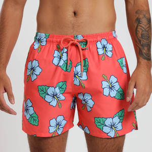 Nuevos Shorts de Playa para Hombre, Azules, Estampados con Sublimación Tropical, de Poliéster, con Cintura Ajustable con Cordón, Secado Rápido para Verano - Product Image 2