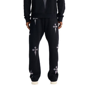 Nuevo Conjunto Deportivo Personalizado para Hombre con Pedrería, 2 en 1, con Capucha, Cintura Elástica, Informal, 100% Algodón Felpa, con Bolsillos Laterales - Product Image 3