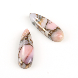 Best Quality 10x25mm <b>Healing</b> Natural <b>Pink</b> Opal Mohave Copper Flatback Long Pear Shape Loose Gemstones Jewelry Making Earrings - Product Image 2