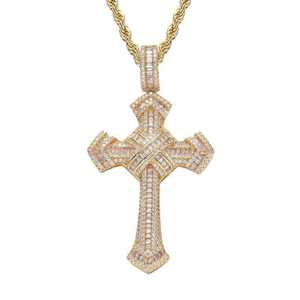 Colgante de cruz personalizado de plata de ley 925 con incrustaciones de diamantes VVS Moissanite, estilo hip hop, joyería fina para raperos. - Product Image 3