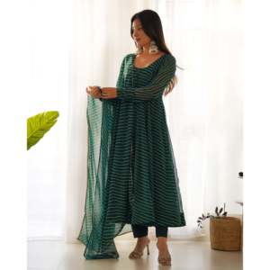 Belle robe imprimée Laheriya et ensemble Dupatta pour les fêtes Taille XS - Product Image 6