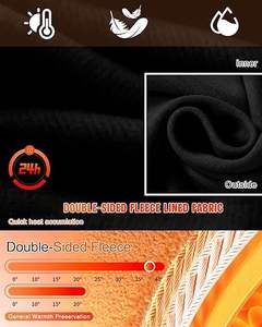 ชุดกางเกงในกันหนาวสำหรับผู้หญิง ชุดชั้นในแบบยาวสำหรับเล่นสกี ฤดูหนาว เสื้อและกางเกงขายาว (บุขนแกะสีดำ, ไซส์ XL) - Product Image 5