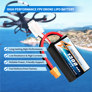 Calh 14.8V <span class=keywords><strong>LiPo</strong></span> แบตเตอรี่4S 1300mAh เคสนิ่มเชื่อมต่อแบตเตอรี่โดรนแบตเตอรี่สำหรับโดรน FPV รุ่น RC งานอดิเรก - Product Image 5