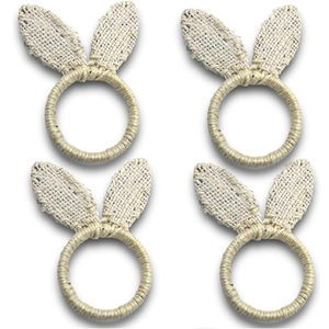 ที่รัดผ้าเช็ดปากรูปหูกระต่ายน่ารัก ทำจากผ้ากระสอบและเชือกป่าน เหมาะสำหรับตกแต่งโต๊ะในวันอีสเตอร์ มีจำหน่ายในราคาขายส่ง - Product Image 1