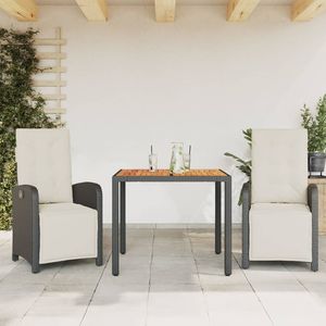 Set da bistrot in Poly Rattan nero 3 pezzi con cuscini Set da giardino - Product Image 1
