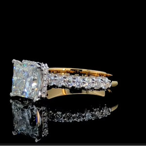 3 CTW Lab Grown Diamond Princess Cut Engagement <b>Ring</b> IGI Certified <b>14K</b> Solid <b>Gold</b> - Product Image 3