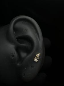 Dainty 14K Gold Baguette Lab Grown Diamond <b>Stud</b> Earrings For <b>Helix</b> Daith And Cartilage Piercing Elegant Gift Jewelry - Product Image 6