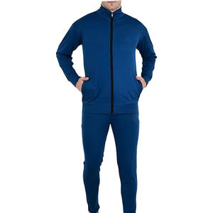 Conjunto Deportivo para Hombre, Color Azul Verde Azulado, Corte Ajustado, Chaqueta con Cierre Completo y Pantalones, Ropa Deportiva Profesional de 250 GSM - Product Image 1