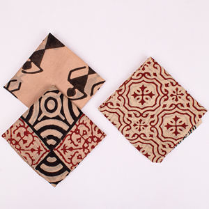 Juego de 3 bandanas cuadradas de algodón ecológico, estilo Bagaru, estampadas a mano, bufanda bandana unisex, transpirable, para la espalda y el cuello. - Product Image 4