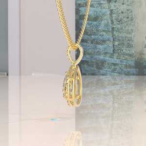 Octagon Cut Geometric Moissanite Pendant 14K Gold Certified 1CT Halo Pendant Necklace - Product Image 5