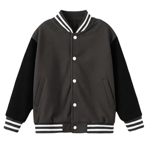 Veste universitaire noire et bleue pour homme, personnalisable avec manches en cuir, style Letterman, veste bomber de baseball, streetwear, uniforme d'équipe, vente en gros - Product Image 1