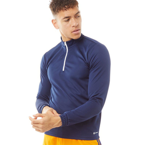 Chemise décontractée sportive pour homme à manches longues, col montant, quart de zip, couleur unie, séchage rapide, coupe ajustée, noire, tricotée - Product Image 6