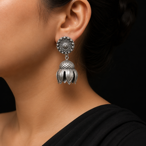 Pendientes de Plata Oxidada con Circonita, Estilo Antiguo Clásico, Forma de Campana, Corte Pera, Engaste en Bisel, para Mujer, Venta al por Mayor, Proveedor de Fábrica - Product Image 5