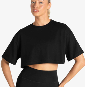 Tops cortos personalizados al por mayor para mujer, de verano, para chicas, 100% algodón, a la moda, económicos, lisos, con cuello redondo, sin estampado, para mujer - Product Image 1
